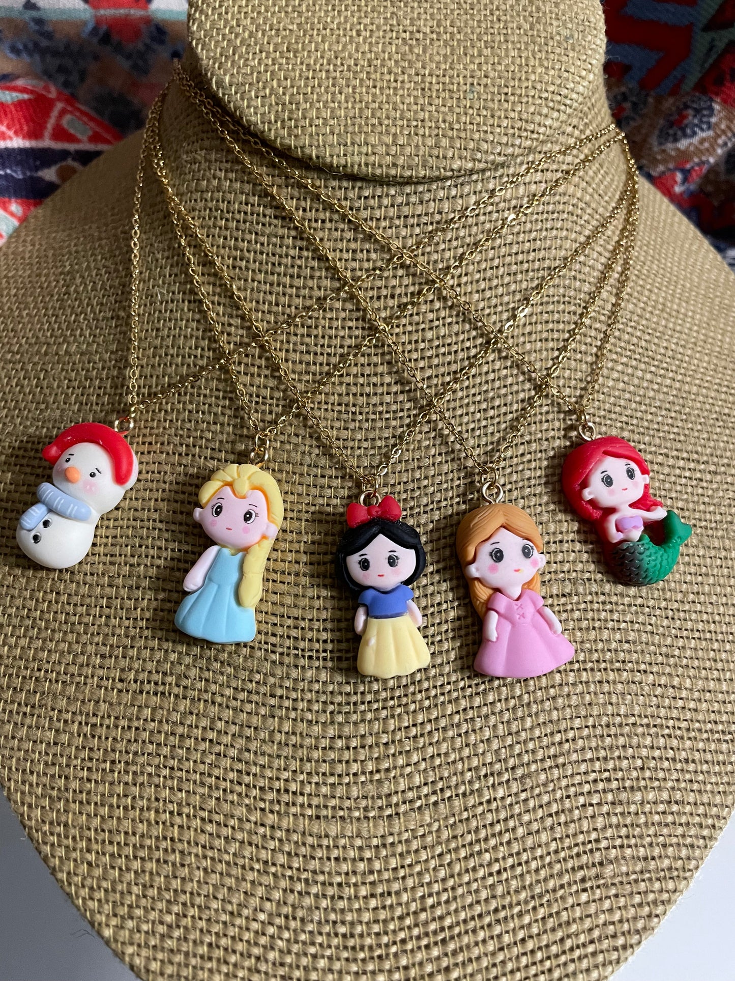 Snowman & Princess Pendant Necklaces